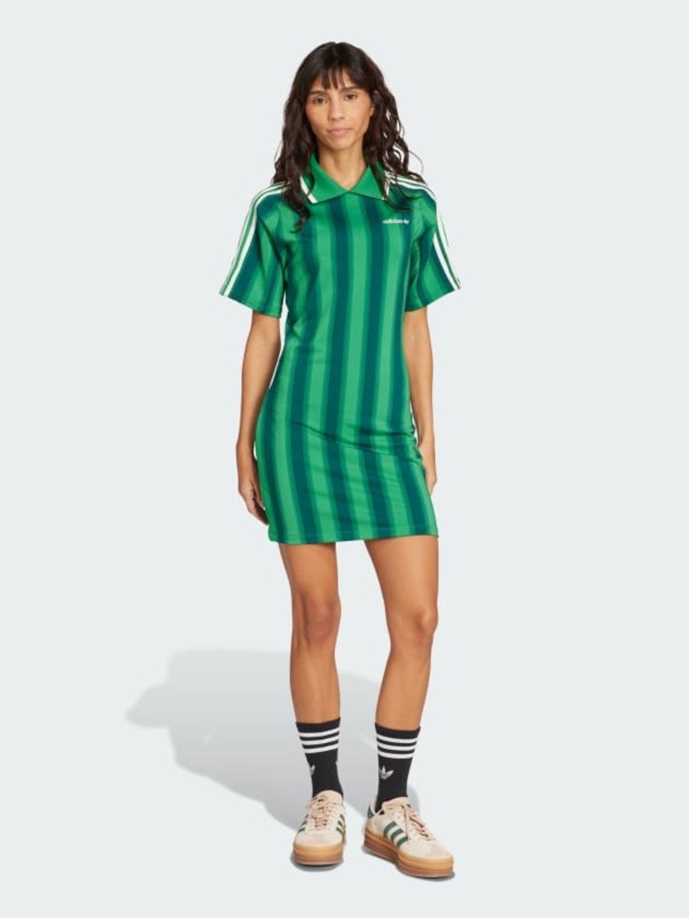 NWT Adidas Women's Footie Jersey Dress Green Striped Size XS